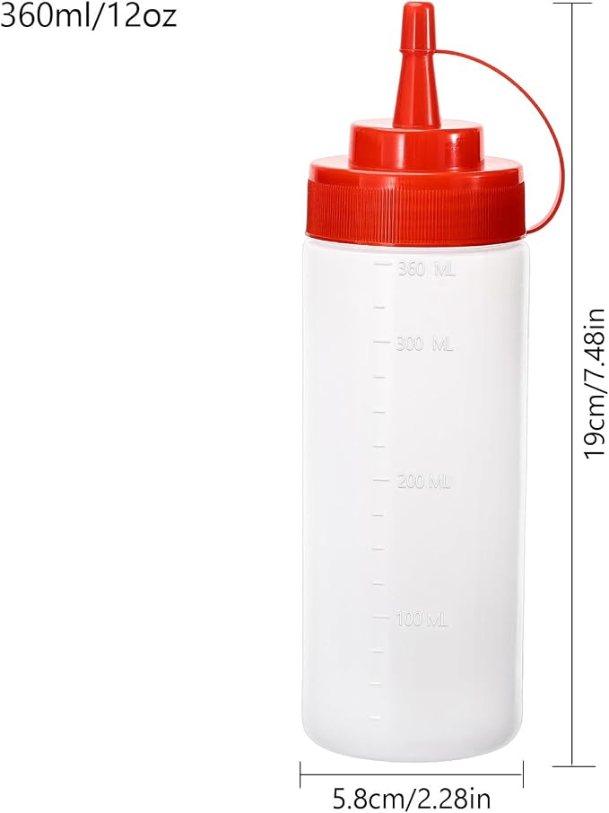 Condiment Squeeze Bottles Ketchup Dispenser, 4 Pack 12oz Squeeze Bottles - Image 2