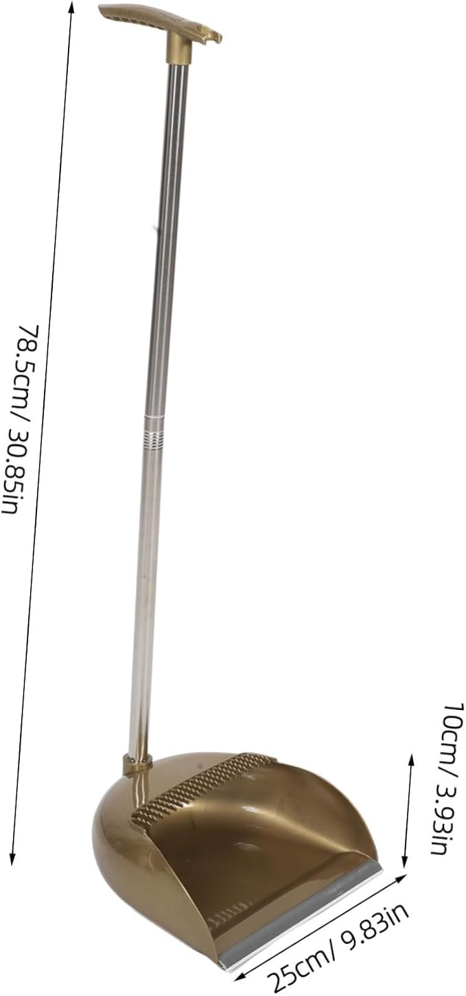 FRCOLOR Broom Dustpan Gold Broom Scraper Set Long Handle Dustpan - Image 2