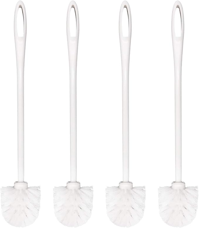 Toilet Brush White Soft Bristle Long Handle Toilet Brush and Holder Eco Plastic by Top-spring