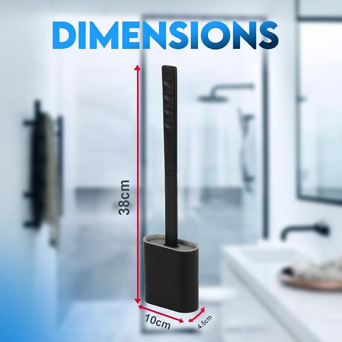 Modern Minimalist Silicone BlackToilet Brush and Holder Set – Pack of 1 Wall - Image 2