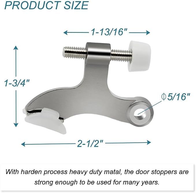 24 Pack Hinge Pin Brushed Nickel Door Stopper, Adjustable Heavy Duty Hinge Pin - Image 4