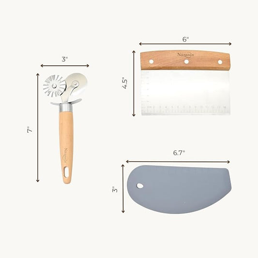 NAZANIN Baking Trio Set – Stainless Steel Dough Scraper - Image 2