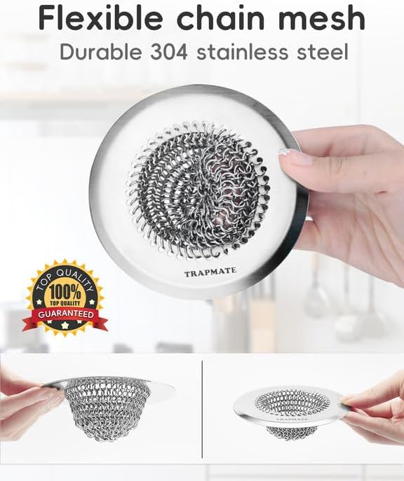 TRAPMATE Kitchen Sink Drain Strainer & Sink Stopper, Revolutionary Stainless - Image 9