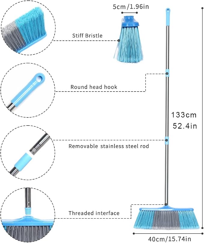LandHope Heavy Duty Broom, 15.75in Wide Push Broom, 45.67in Long Handle - Image 6