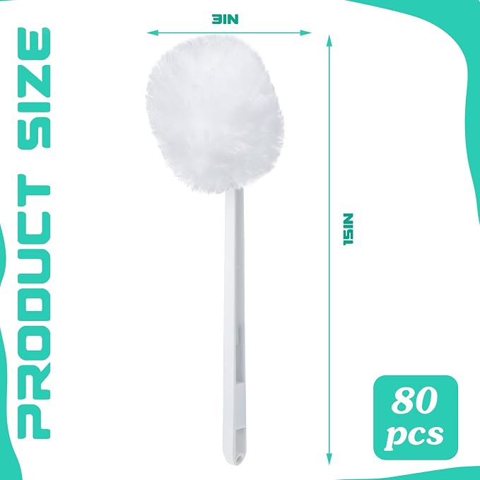 Zhehao 80 Pcs Toilet Bowl Brush Soft Swab Toilet Bowl Bulk White Reusable Long - Image 2