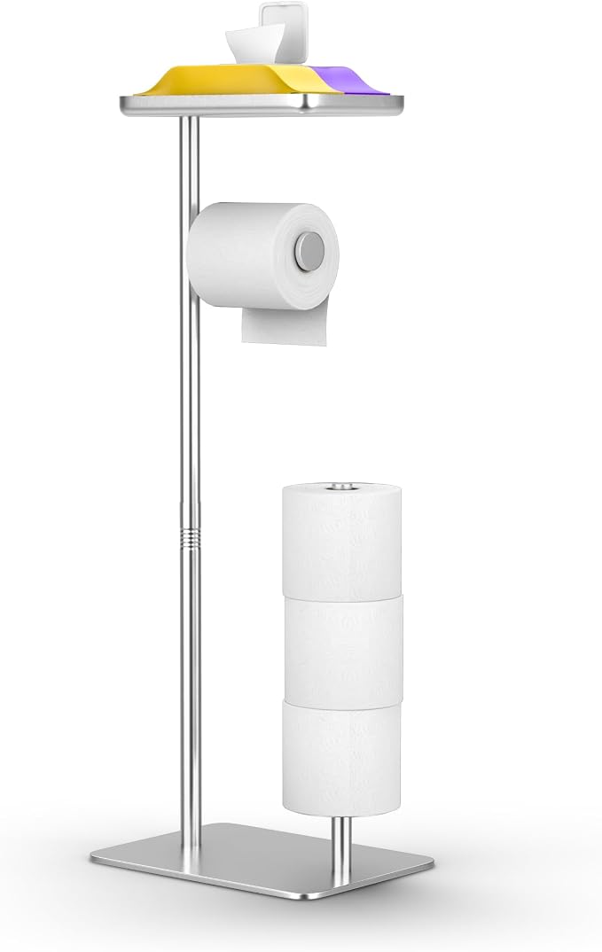 Day Moon™ Brushed Nickel Toilet Paper Holder Free Standing Toilet Paper Holder by DayMoonDesigns
