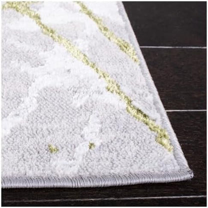 SAFAVIEH Amelia Collection Accent Rug - 2' x 4', Grey & Green, Modern Abstract Design, Non-Shedding & Easy Care, Ideal for High Traffic Areas in Entryway, Living Room, Bedroom (ALA293J)