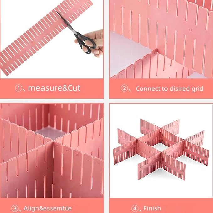 4 inches Adjustable Drawer Divider Kit – 4 Pack – DIY Expandable Organizer - Image 8