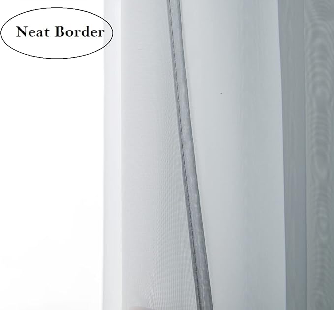 PI Grey Sheer Curtains 63 Inches Long with Rings Top,Translucent Voile Small Window Sheer Curtain for Office/Kitchen 2 Panels (W42 X L63, Blue Grey)