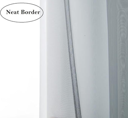 PI Grey Sheer Curtains 63 Inches Long with Rings Top,Translucent Voile Small Window Sheer Curtain for Office/Kitchen 2 Panels (W42 X L63, Blue Grey)