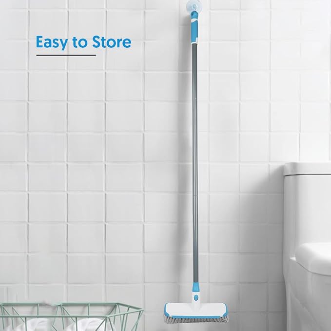 Floor Scrubber with Long Handle, 2 in 1 Scrubbing Brush Stiff Bristle Shower - Image 5