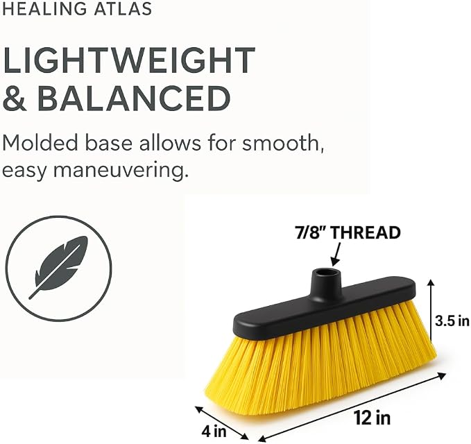 Aria Yellow Broom Head – 14” Sweeping Surface – Heavy-Duty Soft Flagged Bristles - Image 6