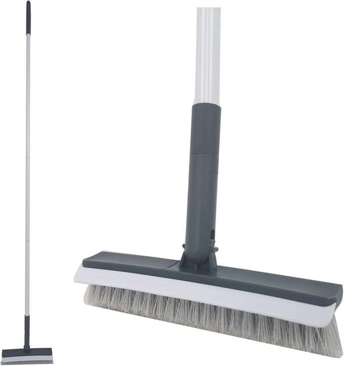 Stiff Bristles Broom, Tub Tile Broom Brush, Push Broom by iZSOHHOME