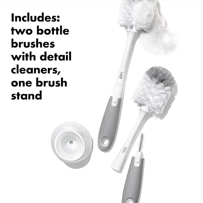 OXO Tot Bottle Brush with Nipple Cleaner and Stand – Gray - Image 7