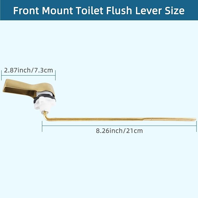 Hygie Rinse Metal Toilet Handle Replacement, Universal Front Mount, Brushed - Image 2