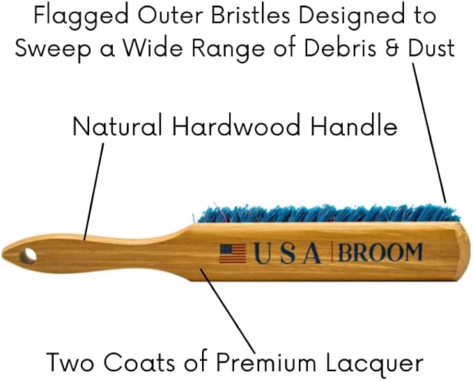 8 Inch USA Bench Broom, Counter Brush, Chemical Resistance Bristles, Two Coats - Image 4