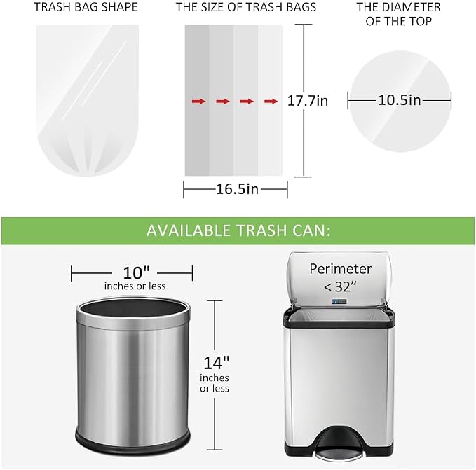 180 Counts 2 Gallon Small Trash Bags Garbage Bags by RayPard, fit 1.6, 2.2 Gal - Image 2