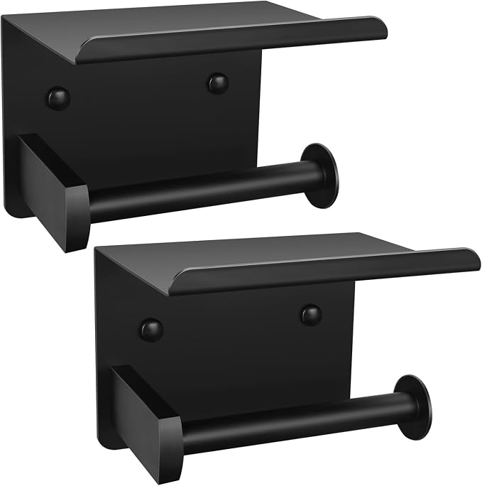 2pcs Matte Black Toilet Paper Holder by Mdvora