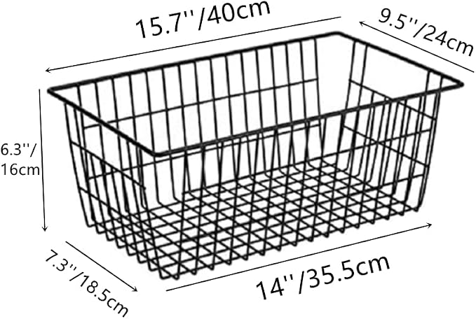 Slideep Farmhouse Metal Wire Basket, Fridge Freezer Storage Organizer Bins - Image 2