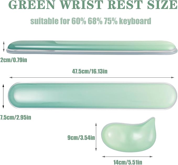 Gel Keyboard and Mouse Wrist Rest Set –Green Clear Wrist Rest - Image 2