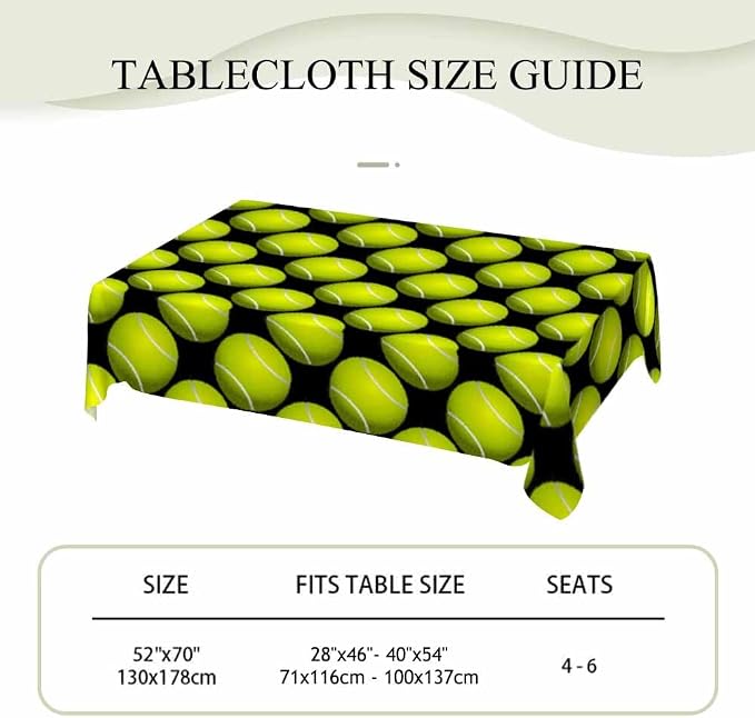 Tennis Table Cloth 52x70 Sport Leisure Recreation Yellow Green Rectangular - Image 4
