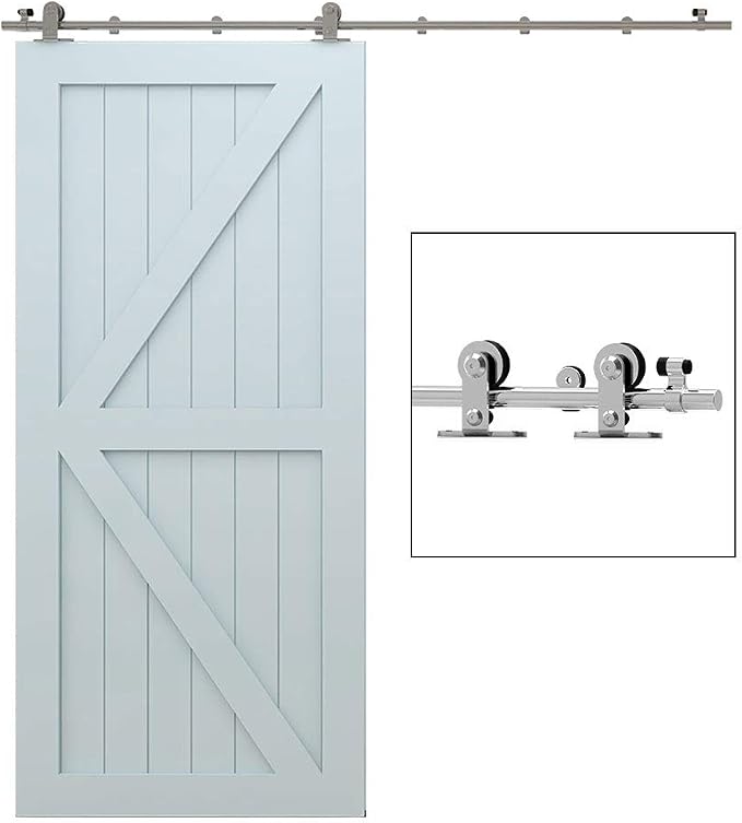 TSMST 10FT Sliding Barn Door Hardware Kit, Top Mount Stainless Steel Heavy Duty by TSMST