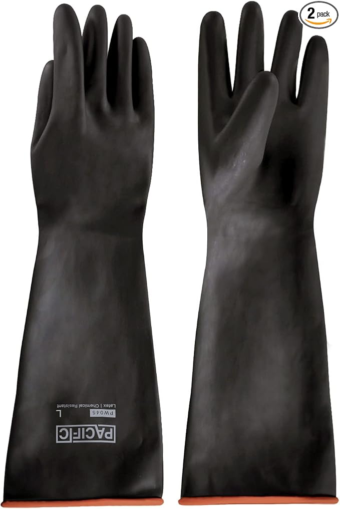 PACIFIC PPE Heavy Duty Latex Chemical Gloves, Strong Acid Resistance Rubber by PACIFICPPE