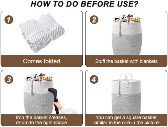 Woven Laundry Basket for Clothes, 65L Large Rectangle Laundry Hampers, Nursery - Image 8