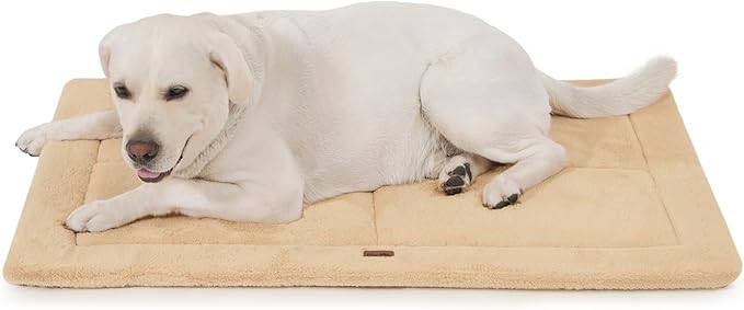 MADE 4 PETS Dog Crate Pad Bed for Extra Large Dogs, Washable & Reversible, Anti-Slip Kennel Mat for Cozy Sleeping, Soft Fluffy Dog Bed for Indoor & Outdoor Use, 48"x30", Khaki