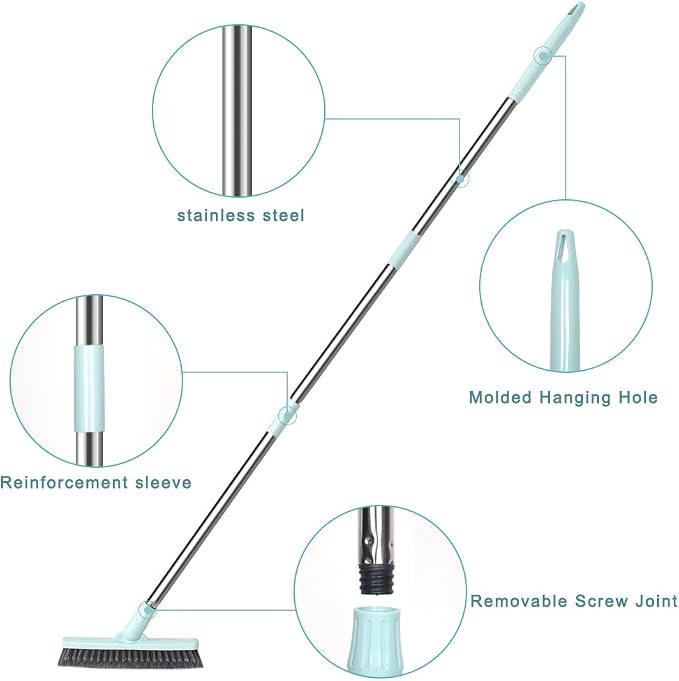 Affogato Floor Scrub Brush Bathroom Long Handle Bathtub Push Broom Shower Tile - Image 5
