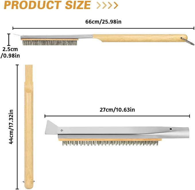 Pizza Oven Brush, BBQ Grill Cleaning Brush Non Scratch Heat Proof Stainless - Image 2
