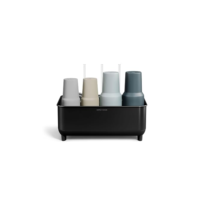 simplehuman Bottle Dock, Steel Frame Fast Drying Bottle Rack, Three-Compartment by Simplehuman