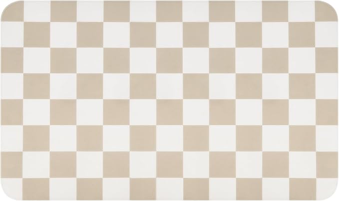 Checkered Dish Drying Mat for Kitchen Counter, Absorbent Non-Slip Coffee Mat - Image 9