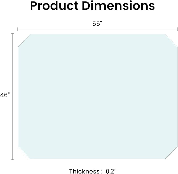 VSARHouse Beveled Edge Tempered Glass Office Chair Mat, - Image 6
