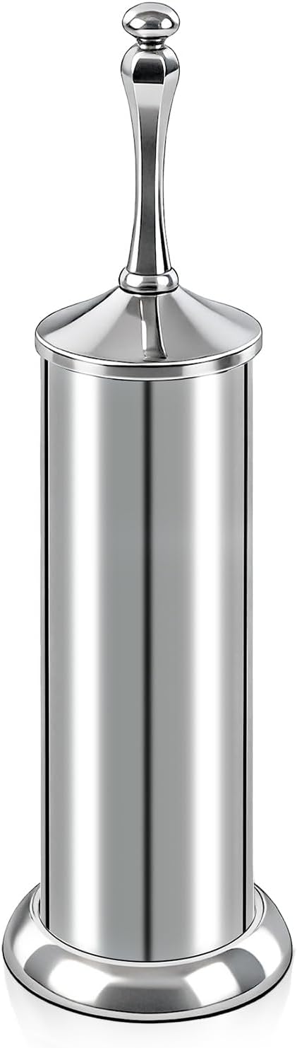 Silver Toilet Brush and Holder，Extra Long Handled Toilet Brush by UNCONSIL