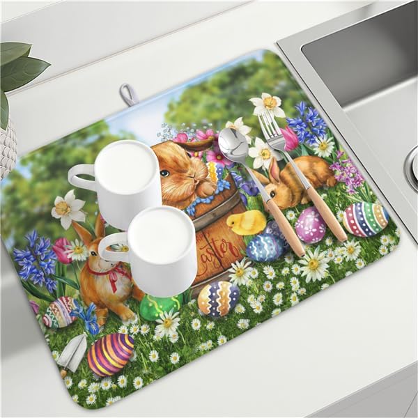Easter Bunnies Eggs Dish Drying Mat - Image 8