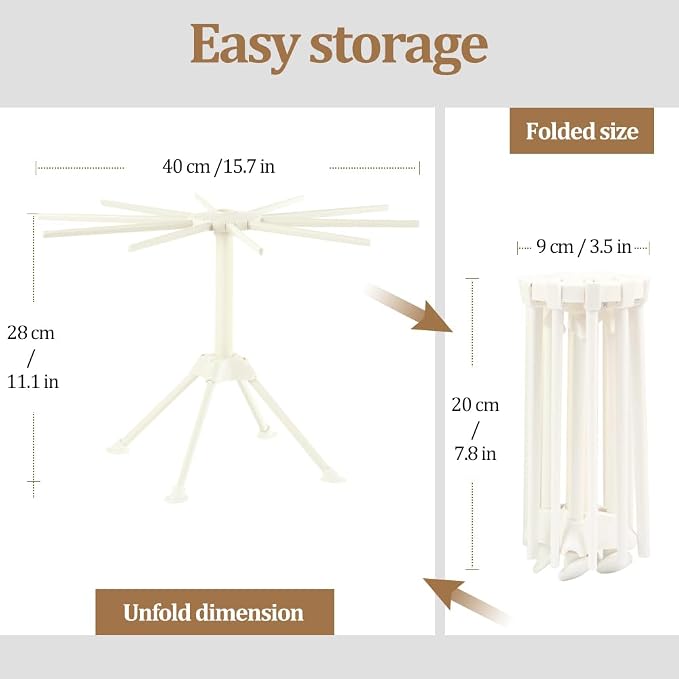 Ourokhome Collapsible Pasta Drying Rack, Plastic Foldable Homemade Fresh - Image 3