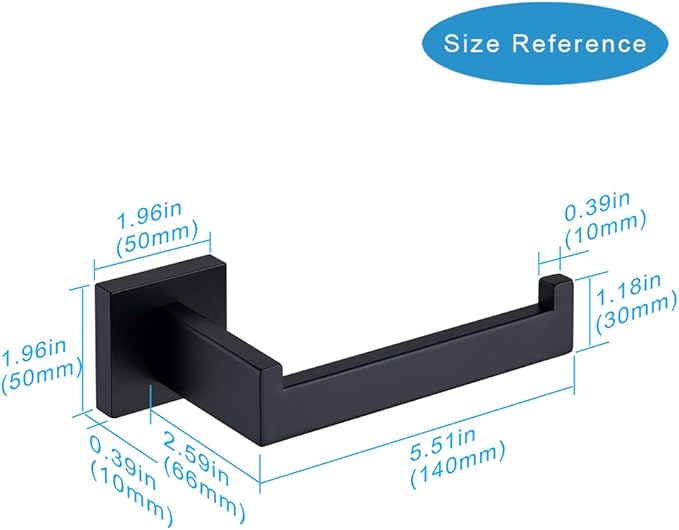 TASTOS Toilet Paper Holder Matte Black, Toilet Tissue Roll Holders Dispenser - Image 3
