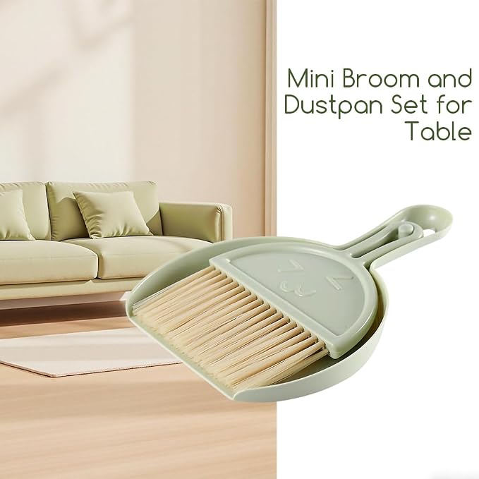 Mini Dust Pan with Broom Set, Small Broom and Dustpan Set Mini Hanging - Image 3