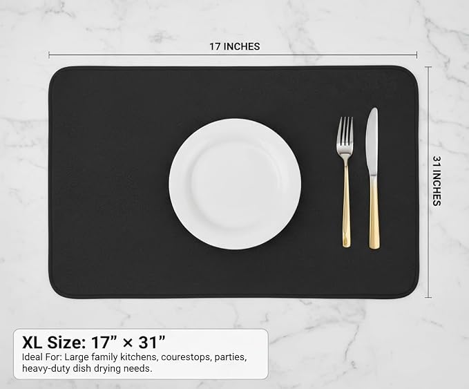 Dish Drying Mat Super Absorbent – 17" x 31" Coffee Mat - Image 3