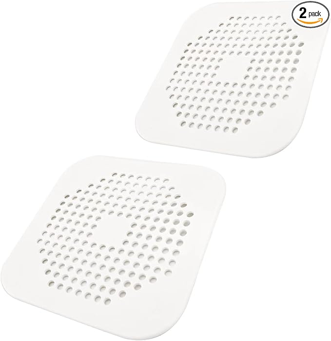 Square Drain Cover for Shower 5.7-inch TPR Drain Hair Catcher Flat Silicone by SHURIN