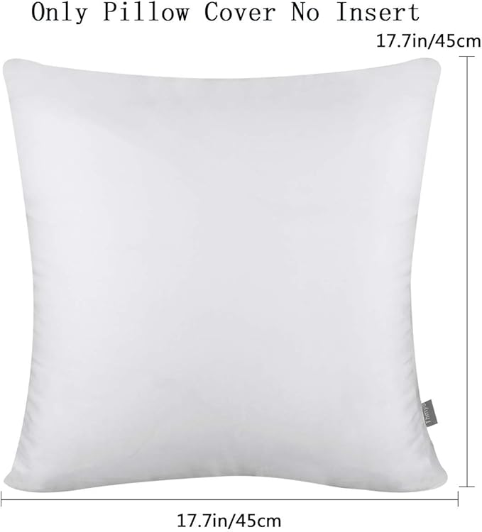 Thmyo 4-Pack 100% Cotton Comfortable Solid Decorative Throw Pillow Case Square Cushion Cover Pillowcase Christmas Pillow Covers DIY Pillowcase for Sofa Bed Car(Only Covers,No Pillows)(16x16inch,White)
