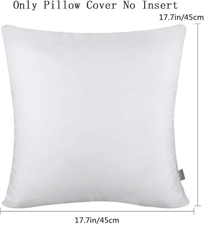 Thmyo 4-Pack 100% Cotton Comfortable Solid Decorative Throw Pillow Case Square Cushion Cover Pillowcase Christmas Pillow Covers DIY Pillowcase for Sofa Bed Car(Only Covers,No Pillows)(16x16inch,White)