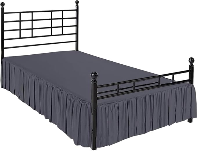 Ruffle Bed Skirt with Split Corners, Microfiber Dust Ruffled for a Perfectly Tailored Bedding Ensemble, Wrinkle and Fade Free, Easy Fit, Twin Size 16 Inch Drop, Dark Grey