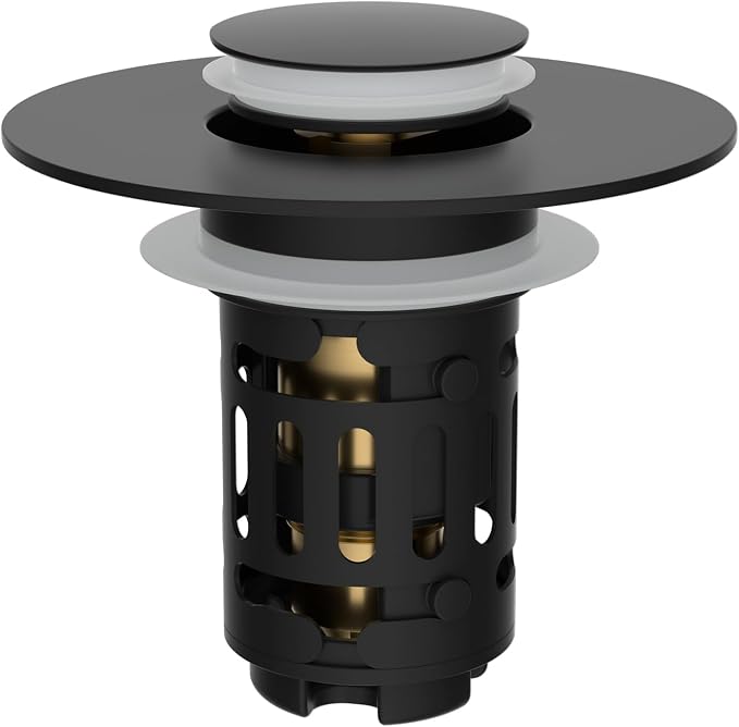 Hibbent Upgraded 3 in 1 Bathroom Sink Drain Strainer, Universal Pop Up Stopper by Hibbent