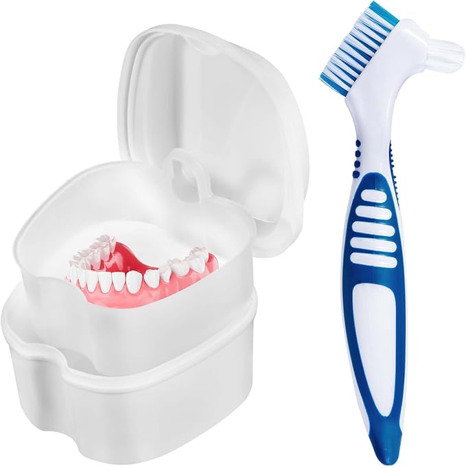 White Denture Bath Case Cup Box Holder Storage Container by KISEER