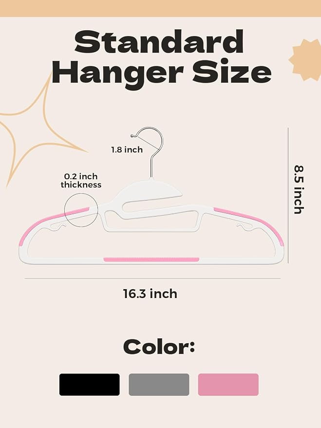 HOUSE DAY Pink Plastic Hangers 50 Pack, Slim Space Saving, Non Slip Hangers - Image 8