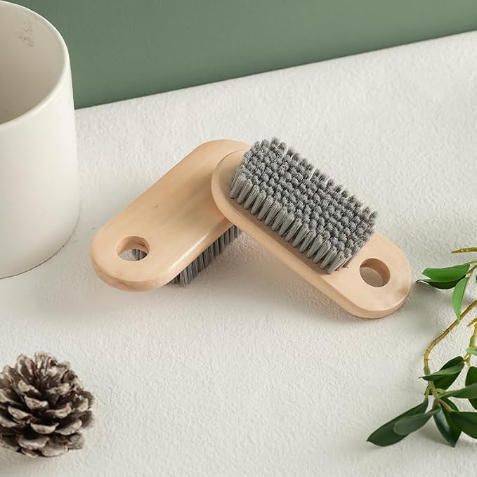2 Pcs Wood Laundry Brush, Clothing Stain Remover Scrubber, Soft Bristle - Image 2