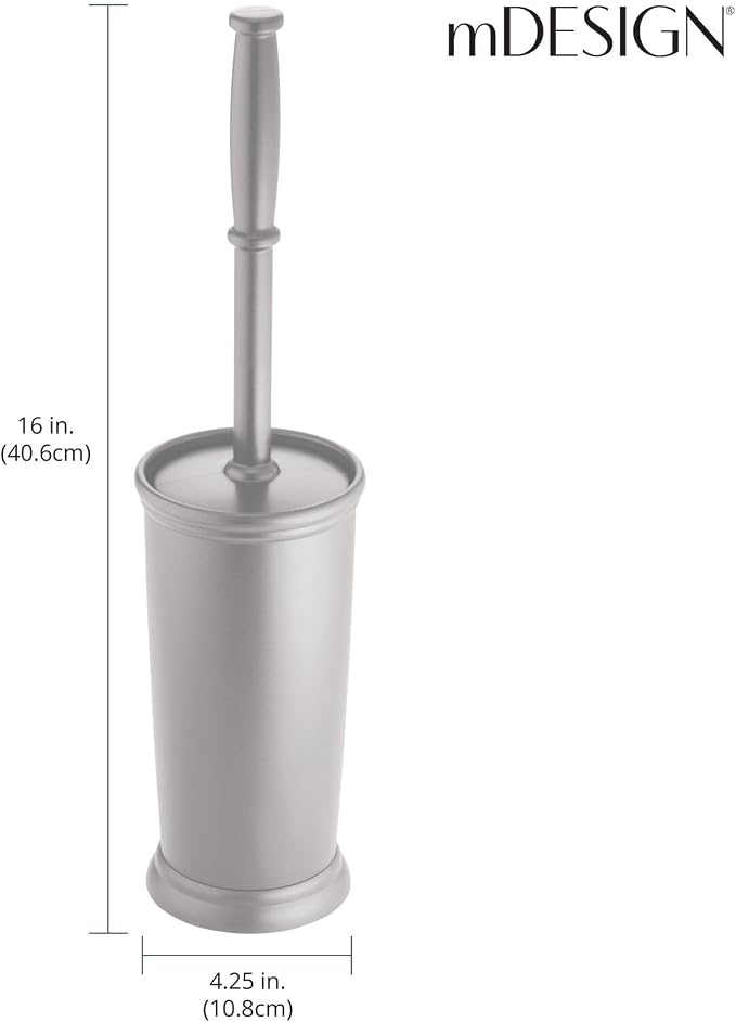 mDesign Compact Freestanding Plastic Toilet Bowl Brush and Holder - Image 4
