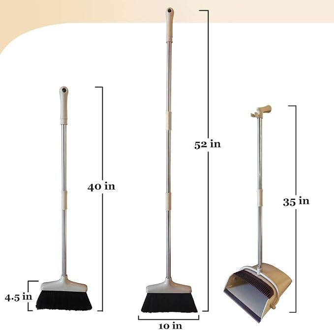 Broom and Dustpan Set Lightweight Upright Lobby Broom and Dust Pan Combo - Image 2